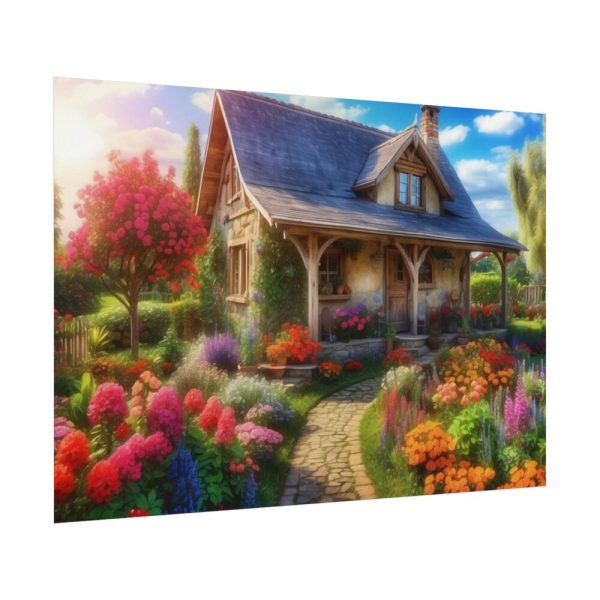 92408-52.jpg Flower Garden With Cottage Poster