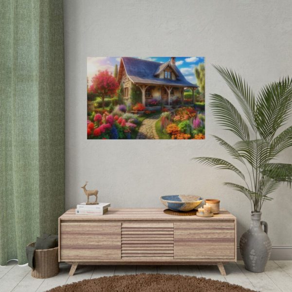 92408-53.jpg Flower Garden With Cottage Poster