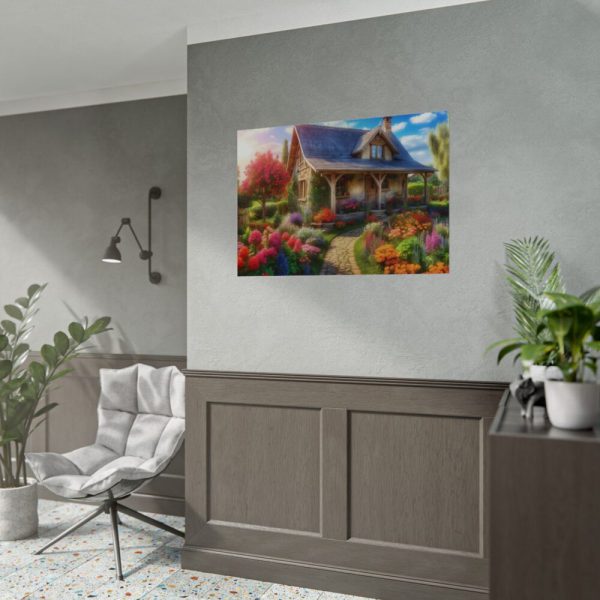 92408-54.jpg Flower Garden With Cottage Poster