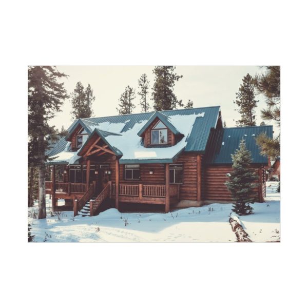 92409-115.jpg Snow Covered Log Cabin in the Forest Poster