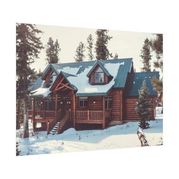 92409-117.jpg Snow Covered Log Cabin in the Forest Poster
