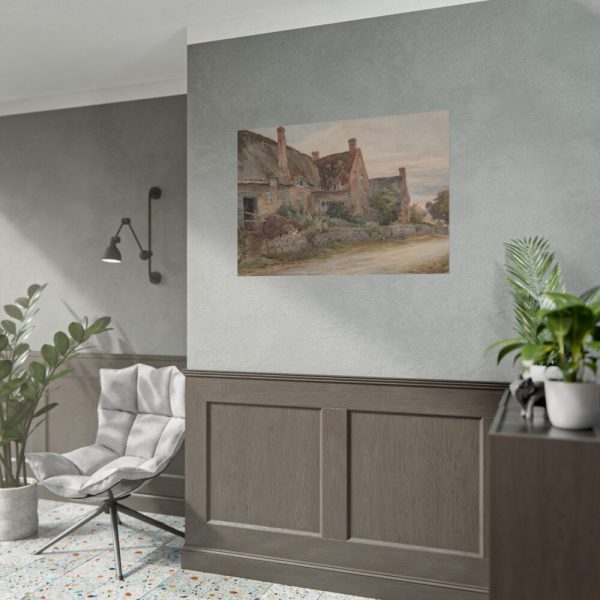Thatched Cottage with Barn Adjoining Poster