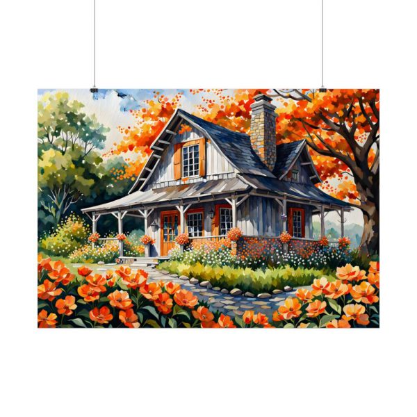 92409-166.jpg Old Fashioned Rustic Cottage in a Flower Garden Poster