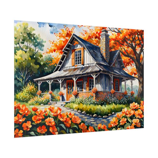 92409-167.jpg Old Fashioned Rustic Cottage in a Flower Garden Poster