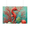 92409-211.jpg Underwater Scene With a Red Coral Reef and Seashells Poster
