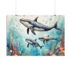 92409-236.jpg Watercolor Whales Under The Sea Poster