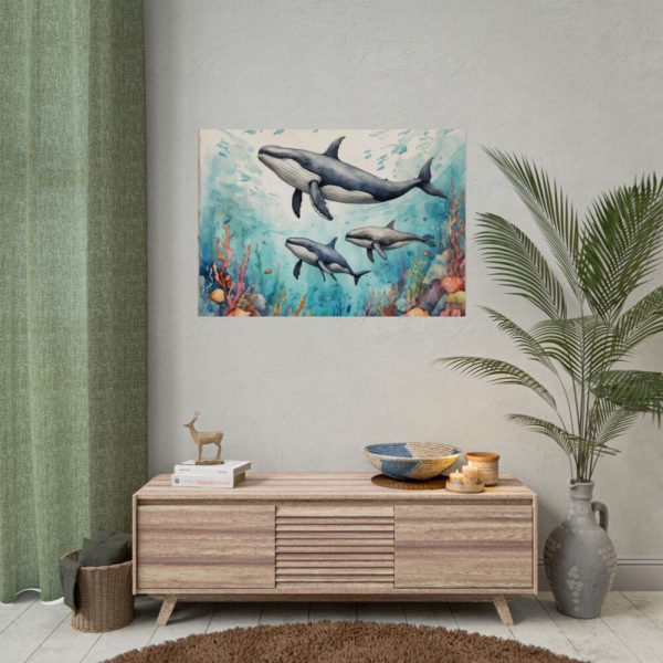 92409-238.jpg Watercolor Whales Under The Sea Poster