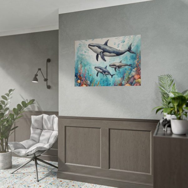 92409-239.jpg Watercolor Whales Under The Sea Poster