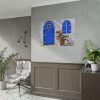 Blue Door and Pink Flower Poster