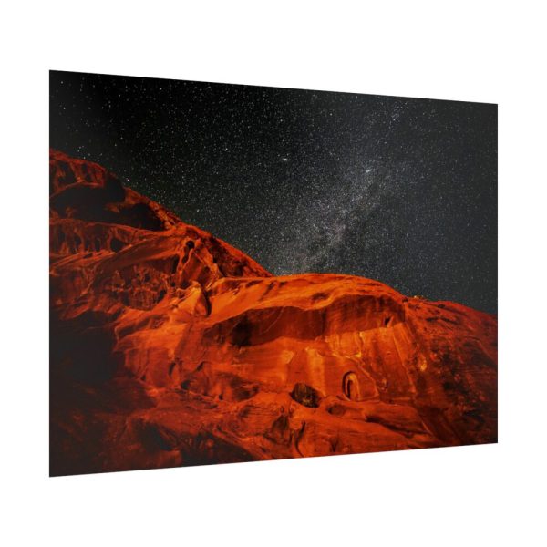 92409-317.jpg Glowing Red Mountain Under Starry Sky Poster