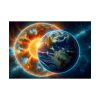 Planets Earth and Sun in Space Poster
