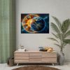 Planets Earth and Sun in Space Poster