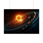 Vibrant Depiction of Solar System in Horizontal Format Poster - Image 7