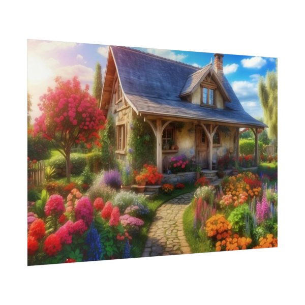 92409-52.jpg Flower Garden With Cottage Poster
