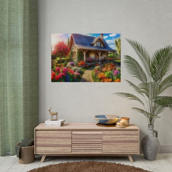 92409-53.jpg Flower Garden With Cottage Poster