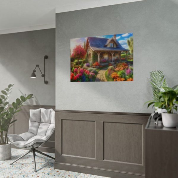 92409-54.jpg Flower Garden With Cottage Poster