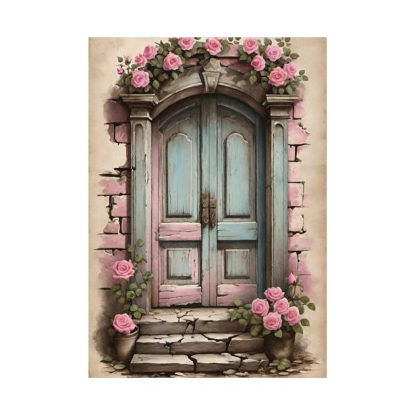 92410-105.jpg Old Door And Pink Roses Poster