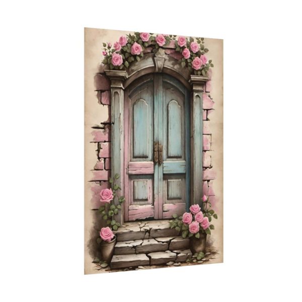 92410-107.jpg Old Door And Pink Roses Poster