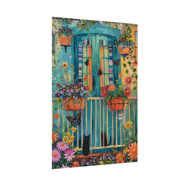 92410-117.jpg Blue Door With Black Cats Poster