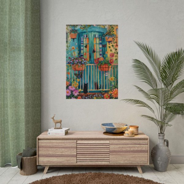 92410-118.jpg Blue Door With Black Cats Poster