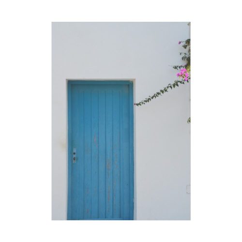 Blue Door at Santorini, Greece Poster