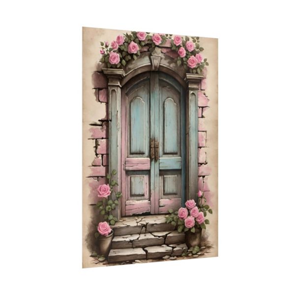92411-107.jpg Old Door And Pink Roses Poster