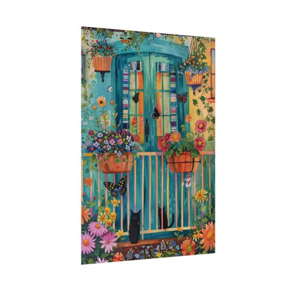 92411-117.jpg Blue Door With Black Cats Poster
