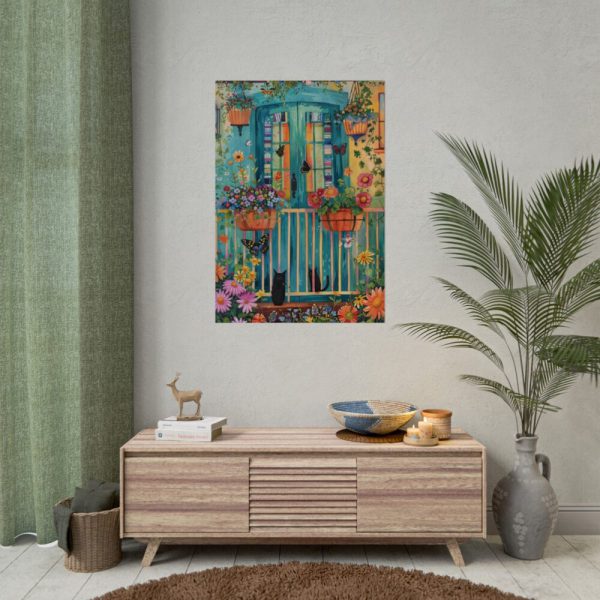 92411-118.jpg Blue Door With Black Cats Poster