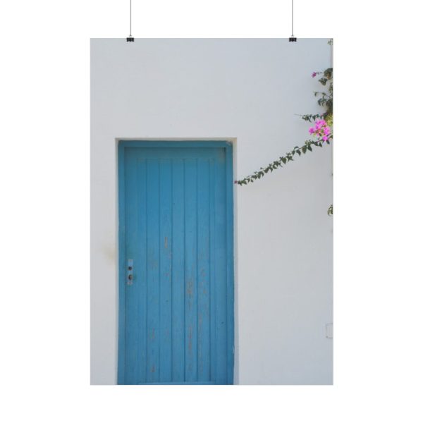 92411-131.jpg Blue Door at Santorini, Greece Poster