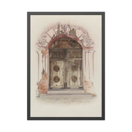 Doorway and Wall Painting by Juanita Donahoo Framed  Poster