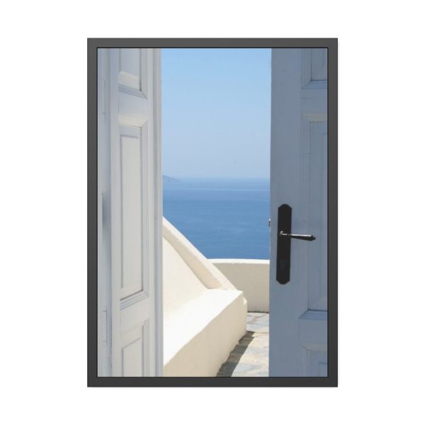 93830-104.jpg Door Opening to Sea View Framed Poster