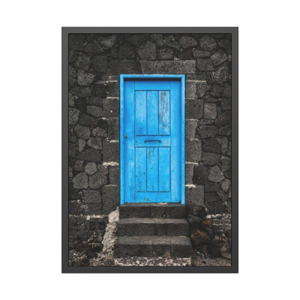 93830-112.jpg Blue Old Doors Framed Poster