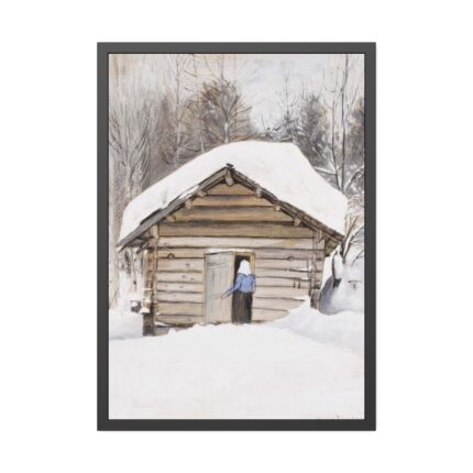 Old Woman at the Sauna Door Framed Poster