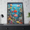 93830-31.jpg Whimsical Assortment Of Marine Life Framed Poster