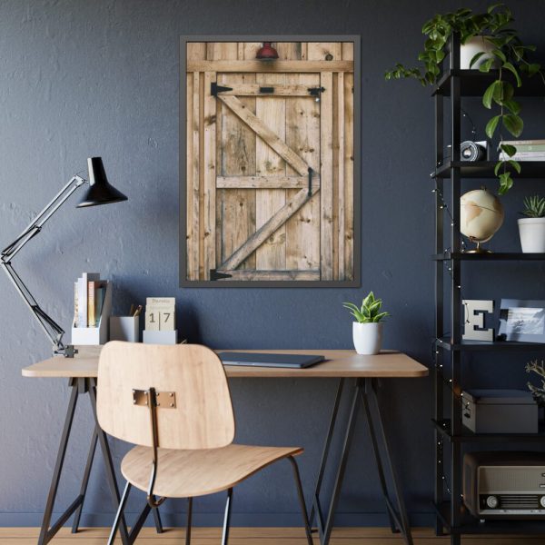 93830-50.jpg A Wooden Barn Door Framed Poster