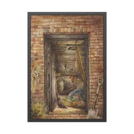 Brick Wall with Open Door and Shovel by Elizabeth Murray Framed Poster