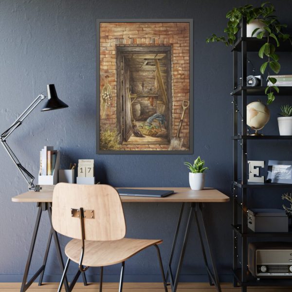 93830-54.jpg Brick Wall with Open Door and Shovel by Elizabeth Murray Framed Poster