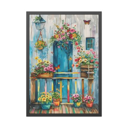 Whimsical Flowery Door Framed Poster