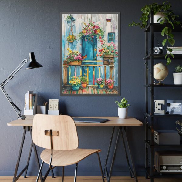 93830-66.jpg Whimsical Flowery Door Framed Poster