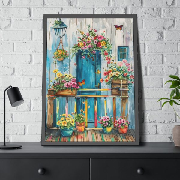 93830-67.jpg Whimsical Flowery Door Framed Poster