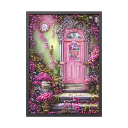 Flowersand A Pink Door Framed Poster