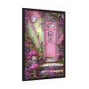 93830-73.jpg Flowersand A Pink Door Framed Poster