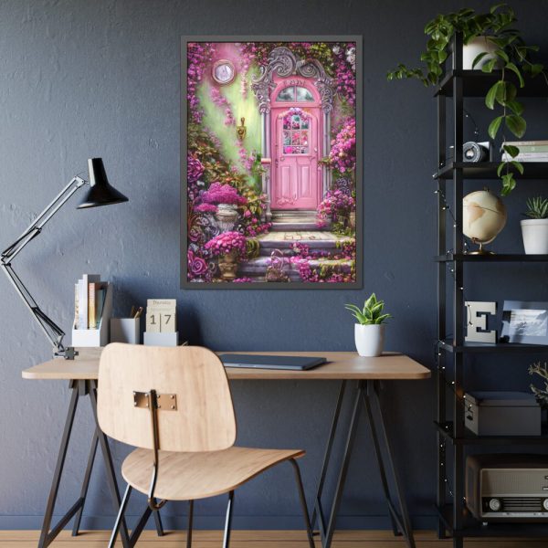 93830-74.jpg Flowersand A Pink Door Framed Poster