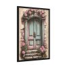 93830-77.jpg Old Door And Pink Roses Framed Poster