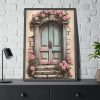 93830-79.jpg Old Door And Pink Roses Framed Poster