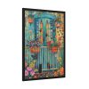 93830-85.jpg Blue Door With Black Cats Framed Poster