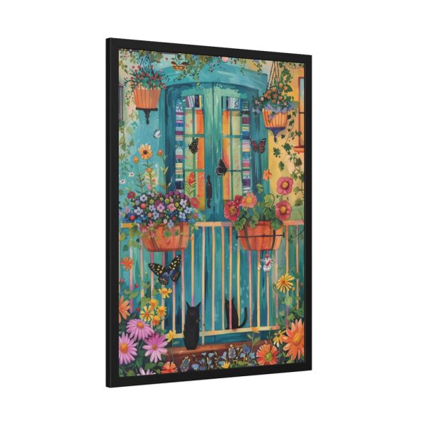 93830-85.jpg Blue Door With Black Cats Framed Poster