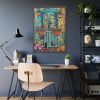 93830-86.jpg Blue Door With Black Cats Framed Poster