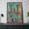 93830-87.jpg Blue Door With Black Cats Framed Poster