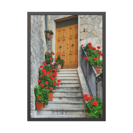 Doors With Flowers Framed Poster
